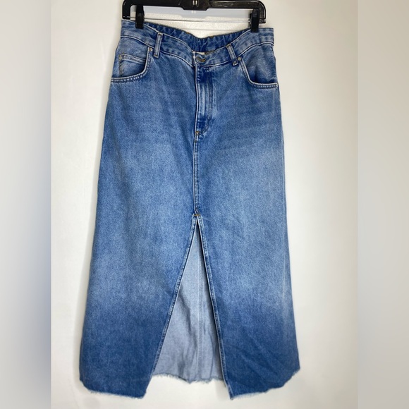Pilcro x Anthropologie Blue Denim Madi Front-Slit Boho Western - Picture 3 of 7
